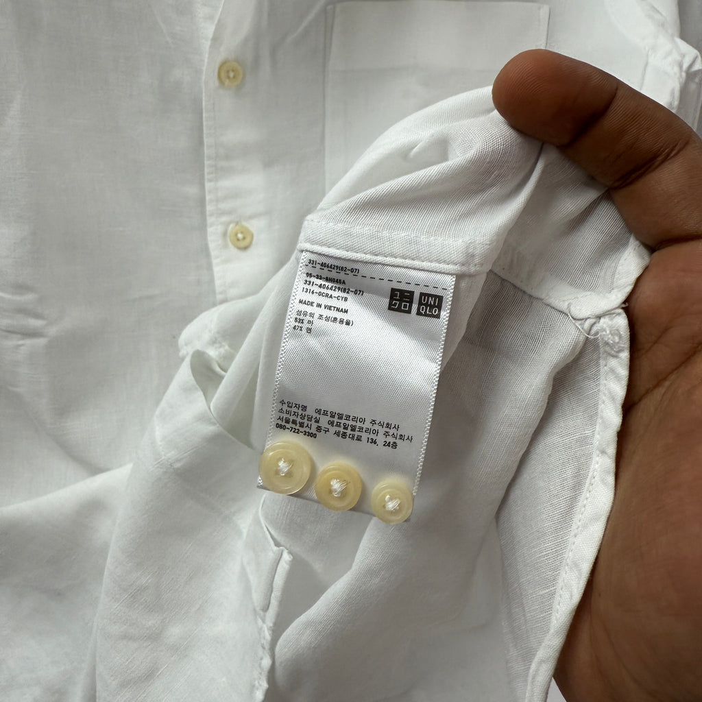Uniqlo linen chinese collar shirt