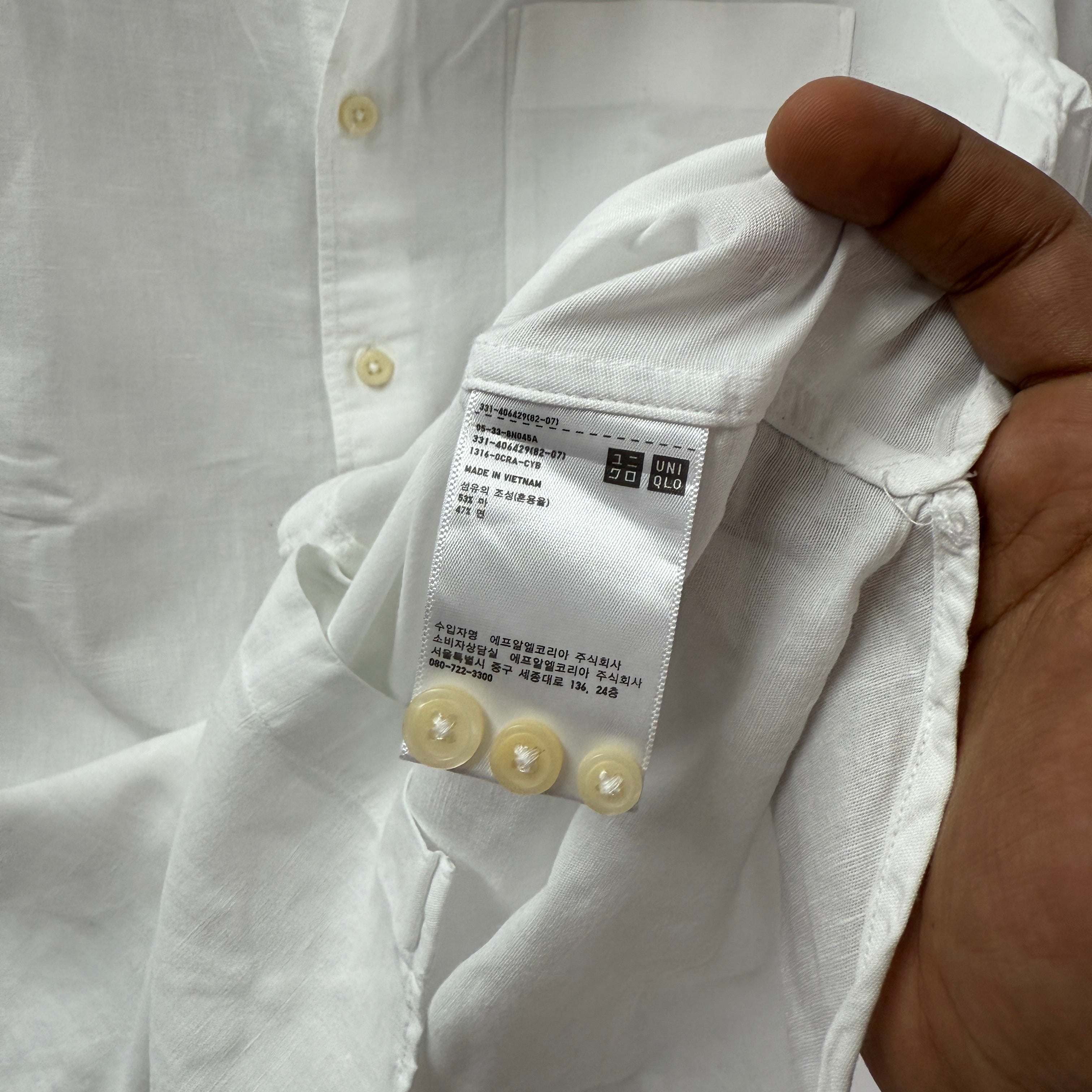 Uniqlo linen chinese collar shirt