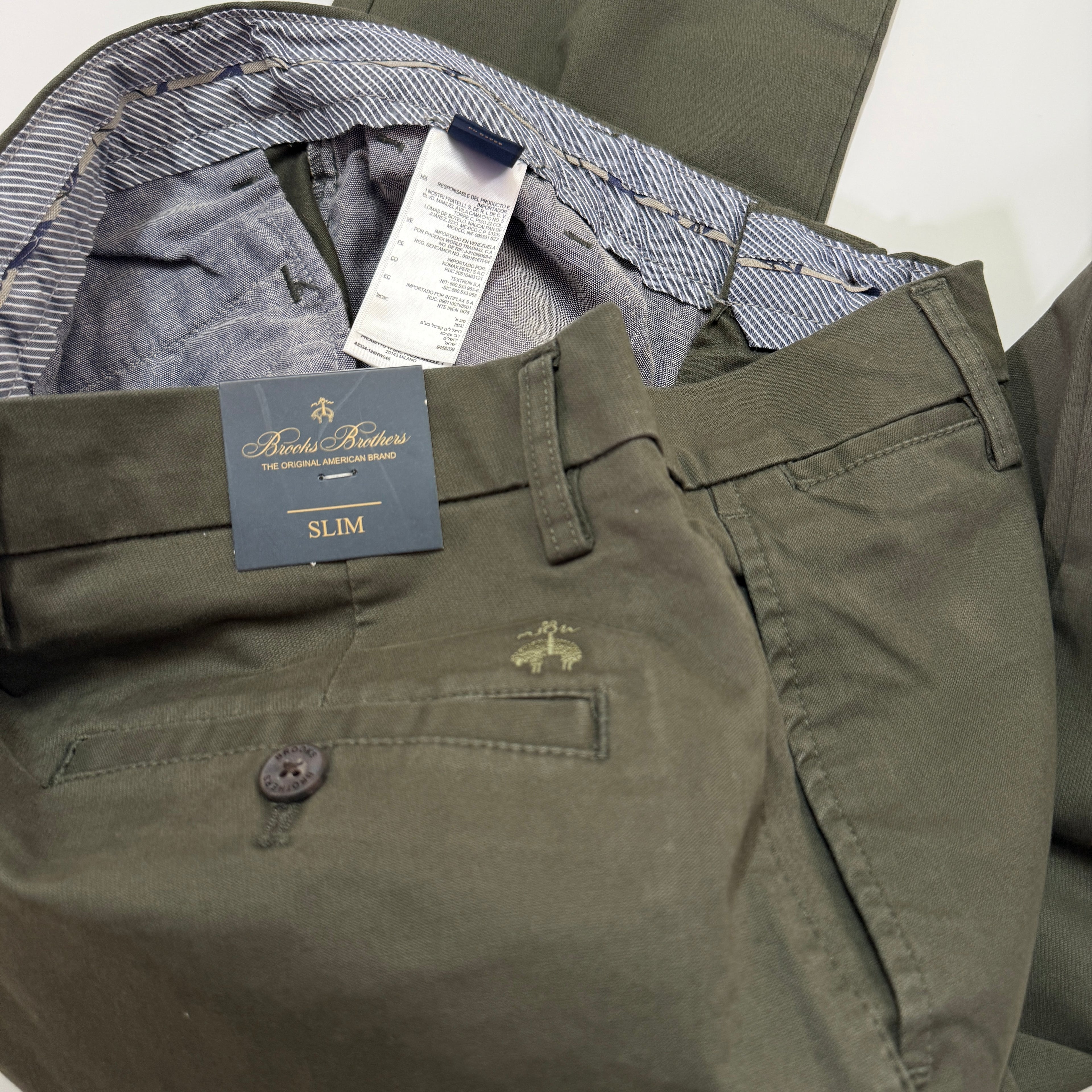 Brooks Brothers Olive Green Straight Fit Chinos