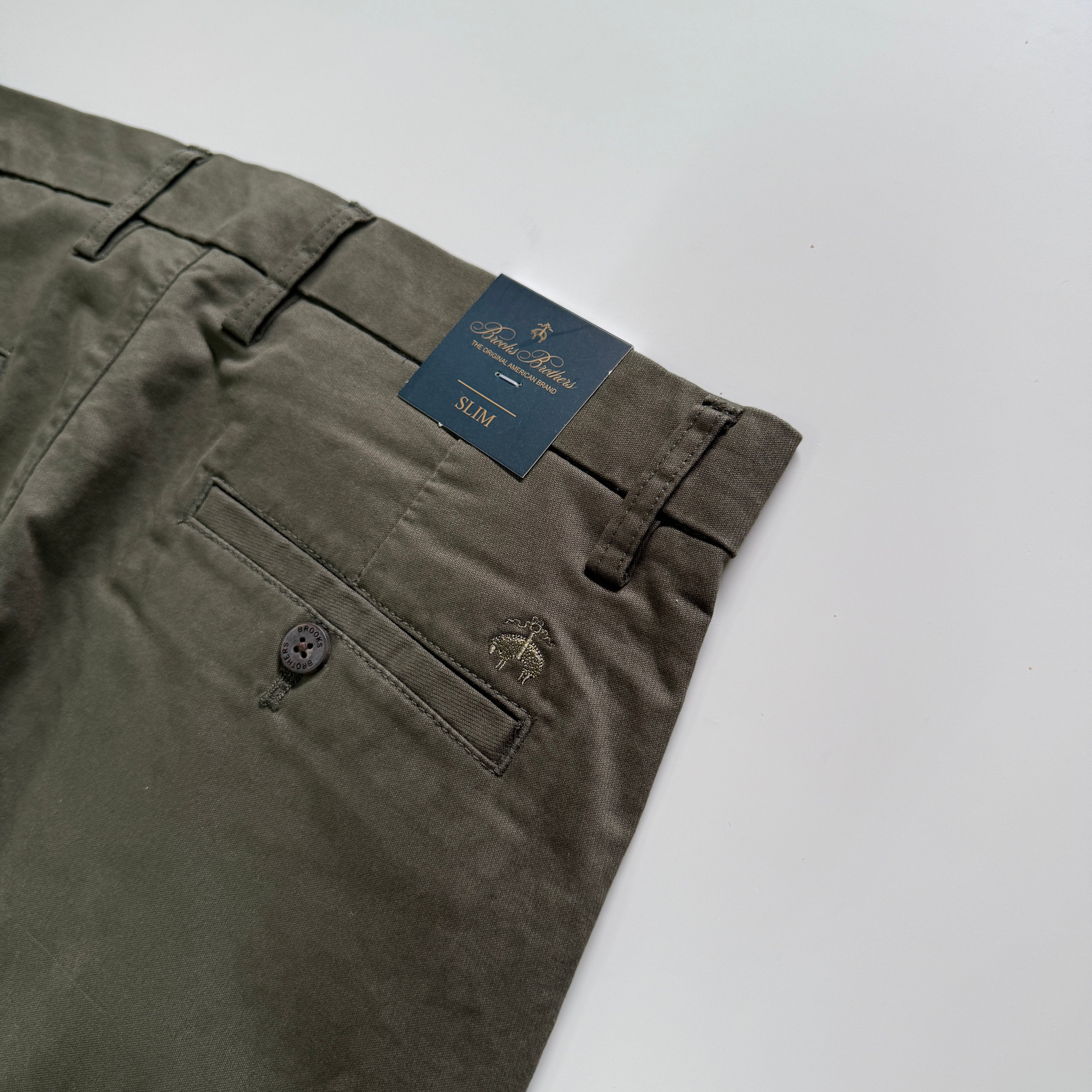 Brooks Brothers Olive Green Straight Fit Chinos