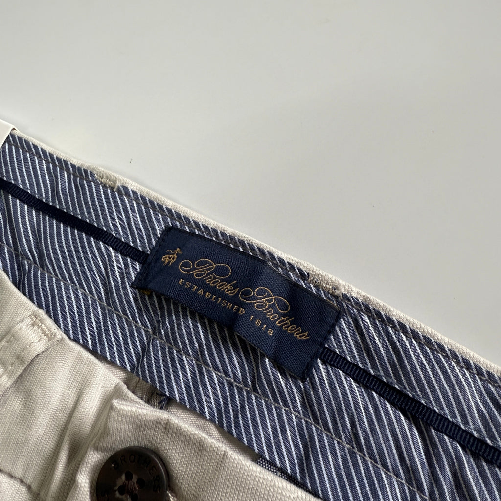 Brooks Brothers Off-White Straight Fit Chinos