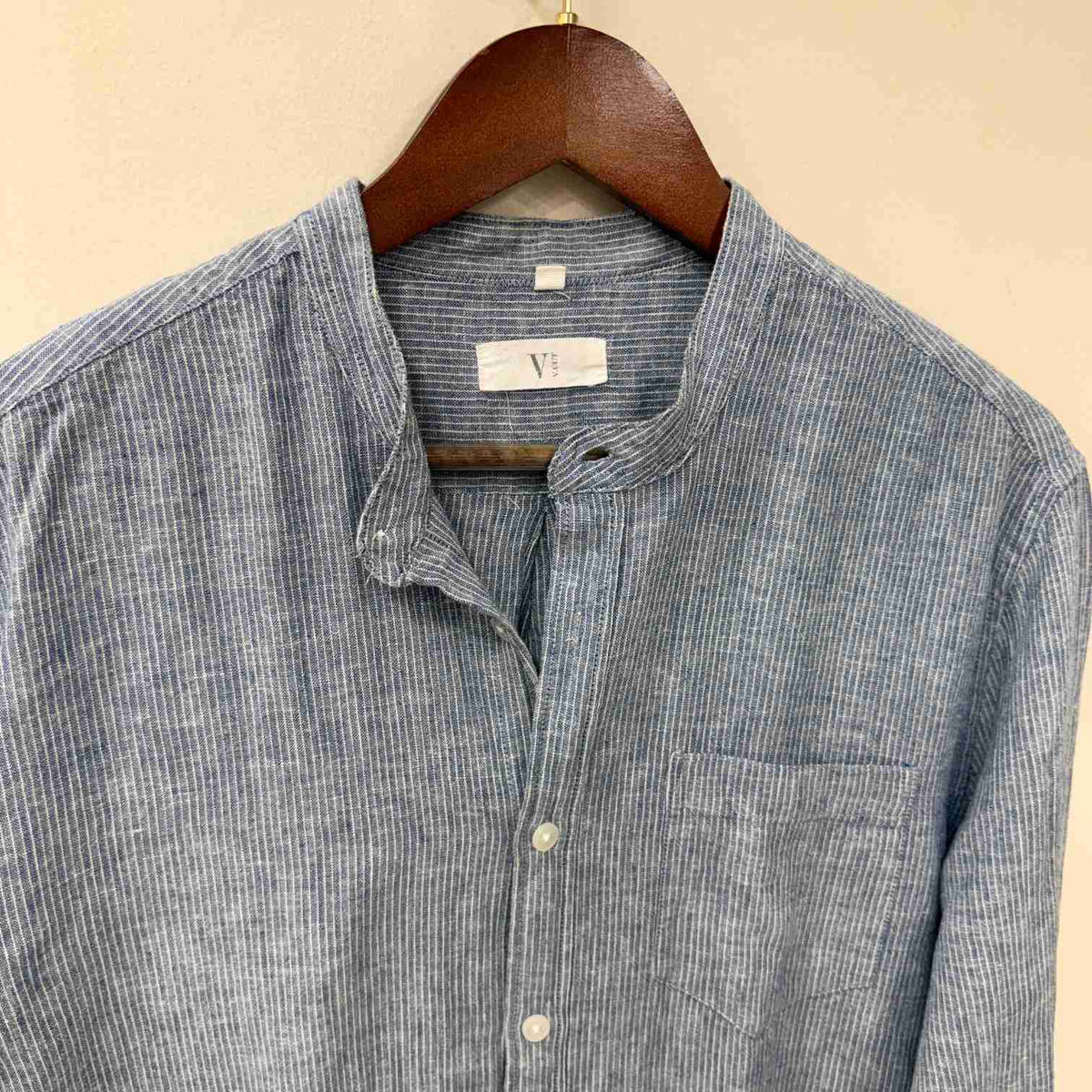 Chinese collar linen shirt