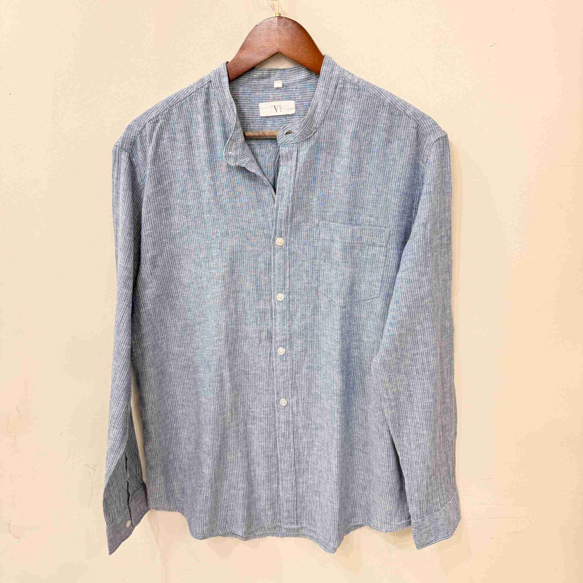 Chinese collar linen shirt