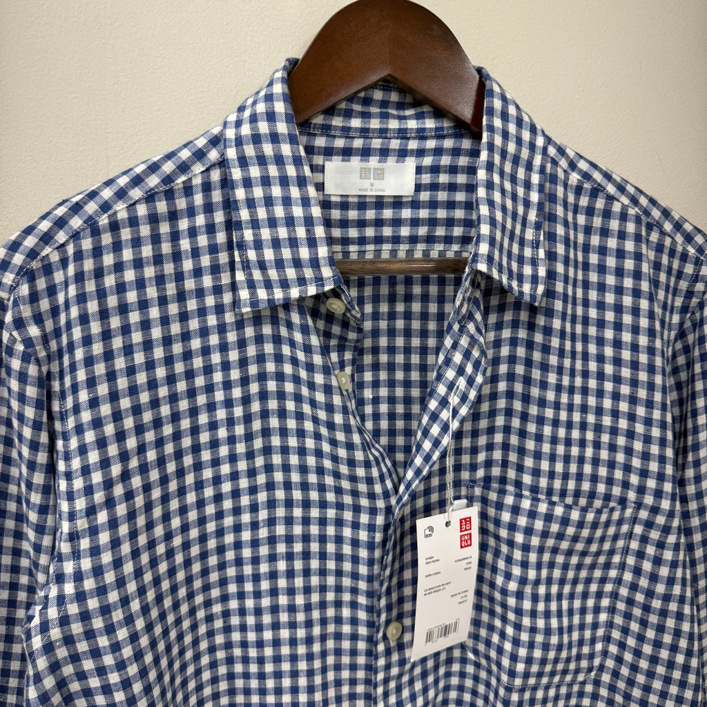 Uniqlo 100% linen checkered shirt