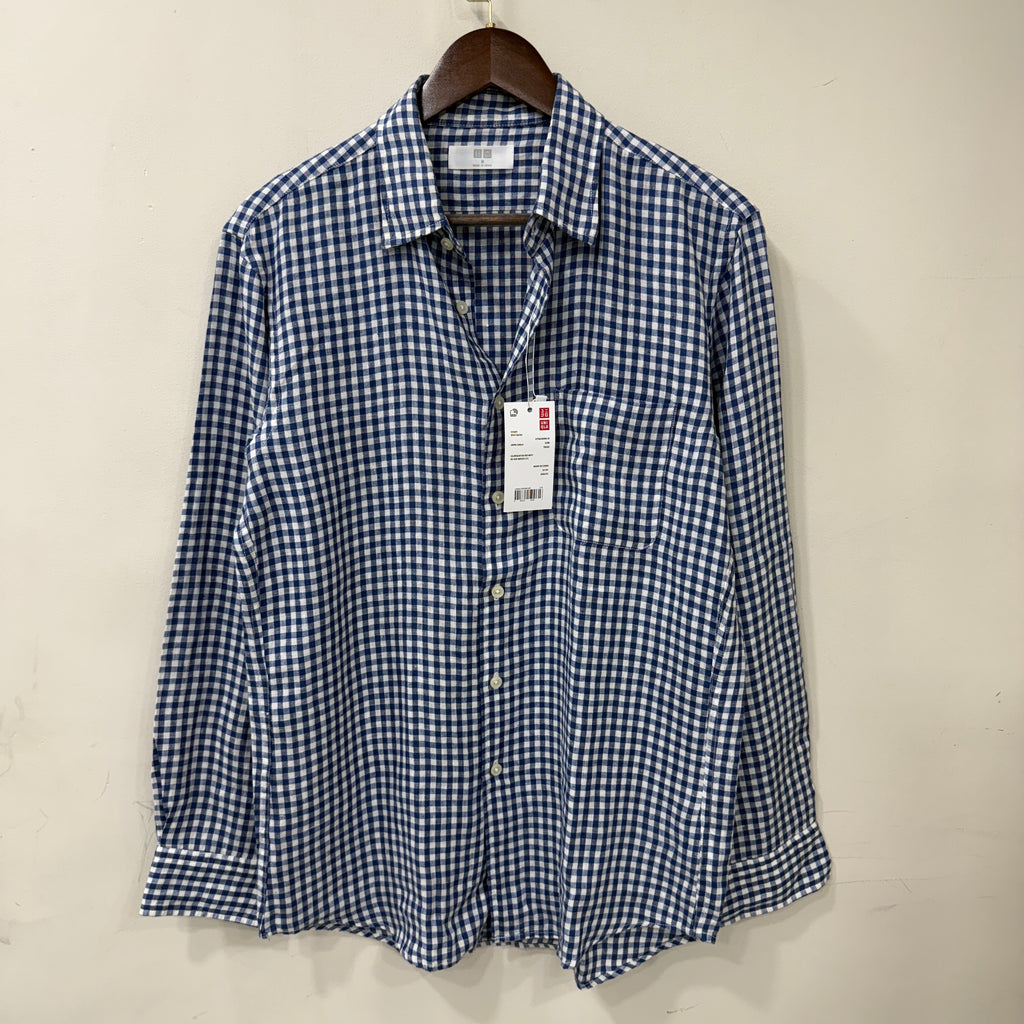 Uniqlo 100% linen checkered shirt