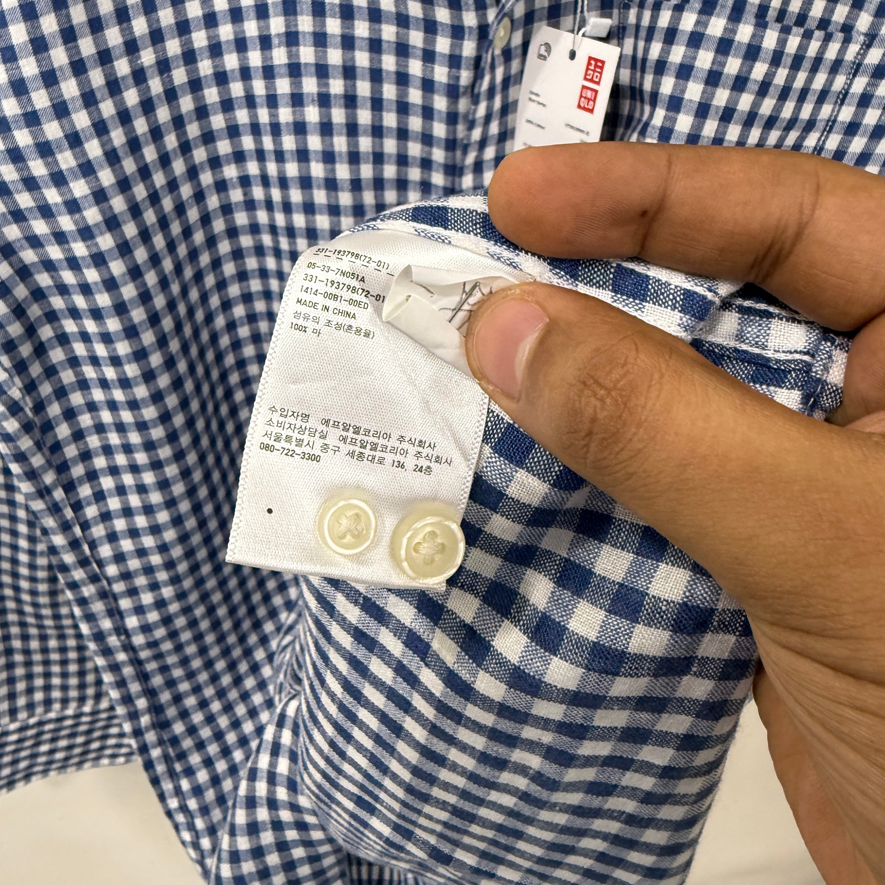 Uniqlo 100% linen checkered shirt