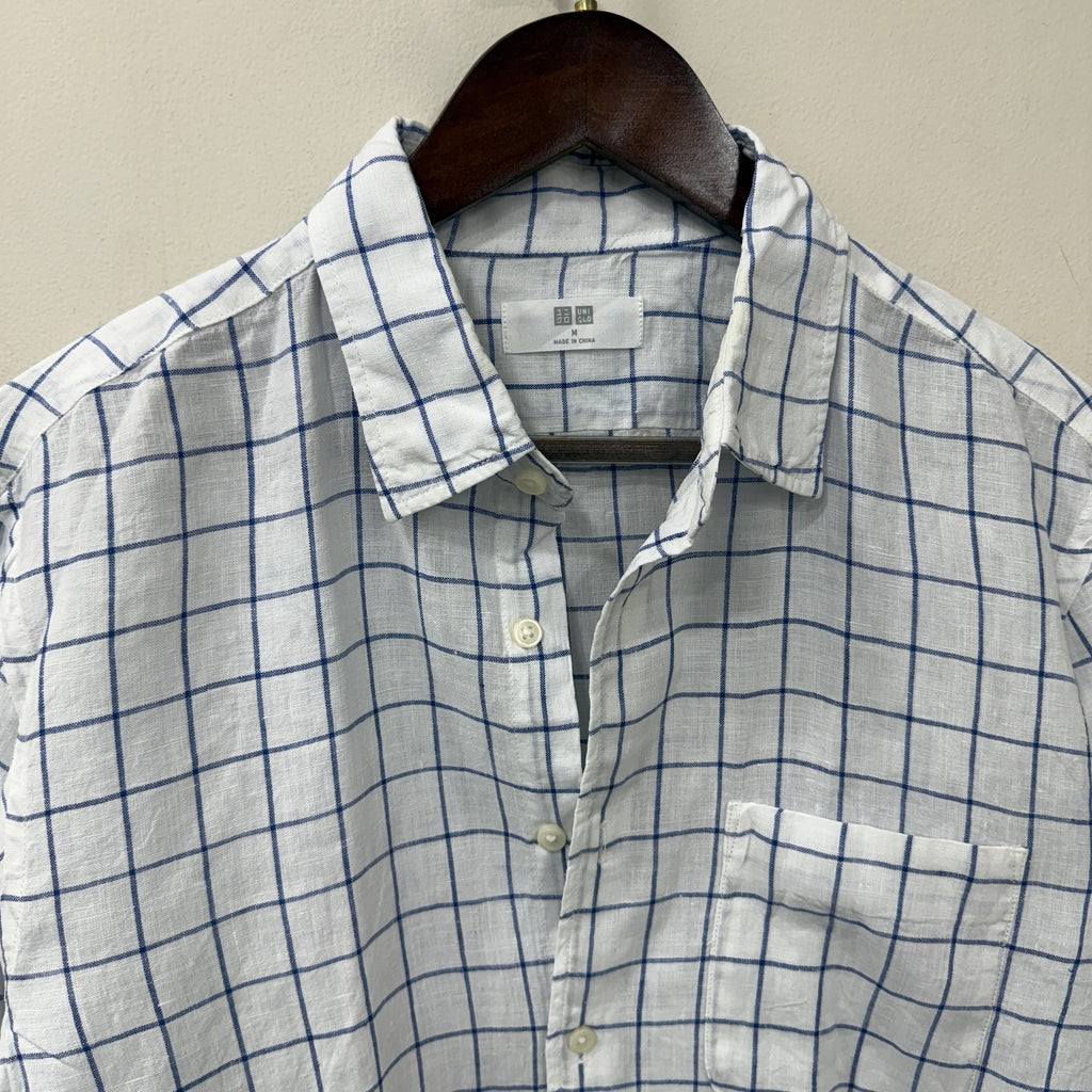 Uniqlo 100% linen checkered shirt