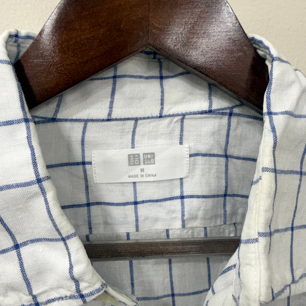 Uniqlo 100% linen checkered shirt