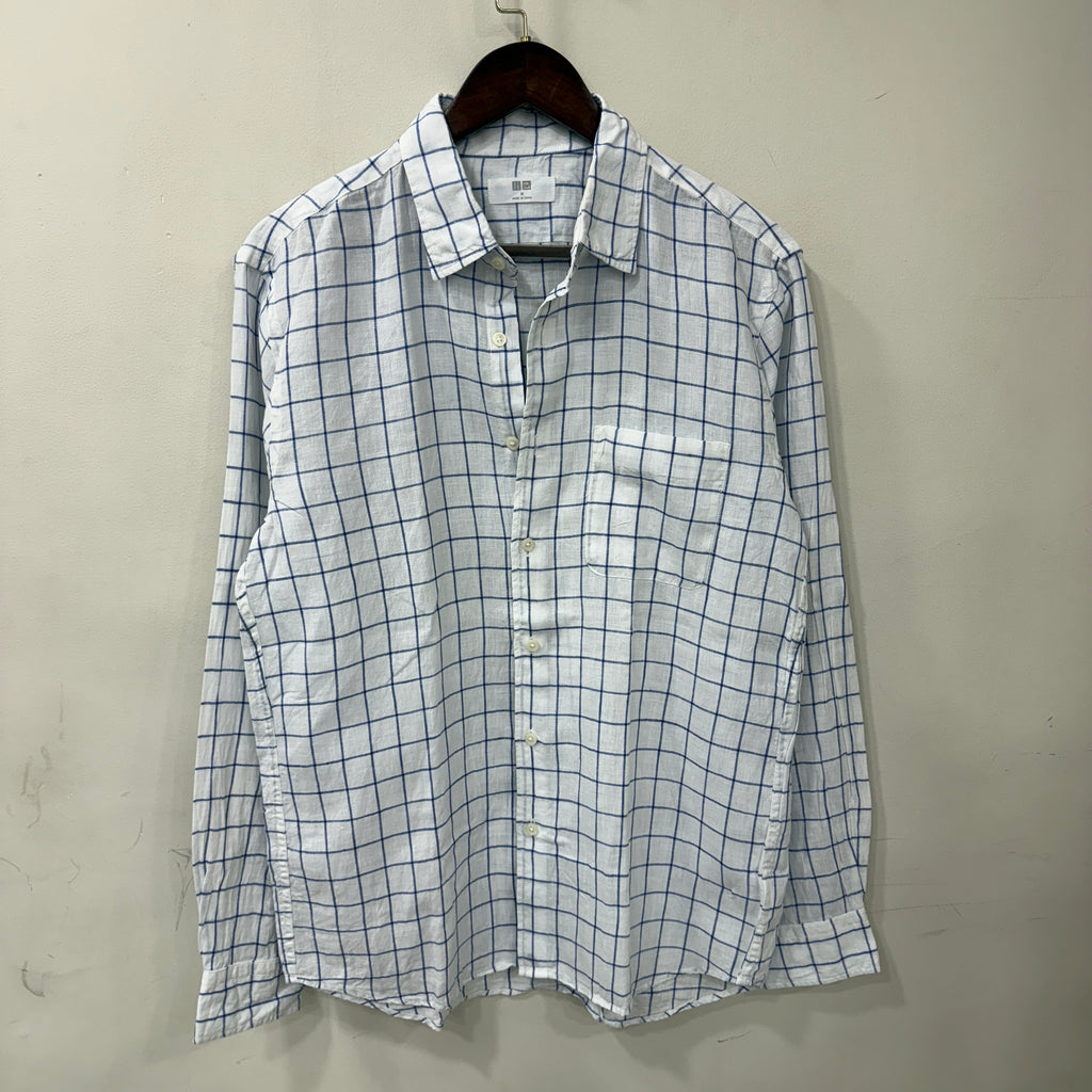 Uniqlo 100% linen checkered shirt