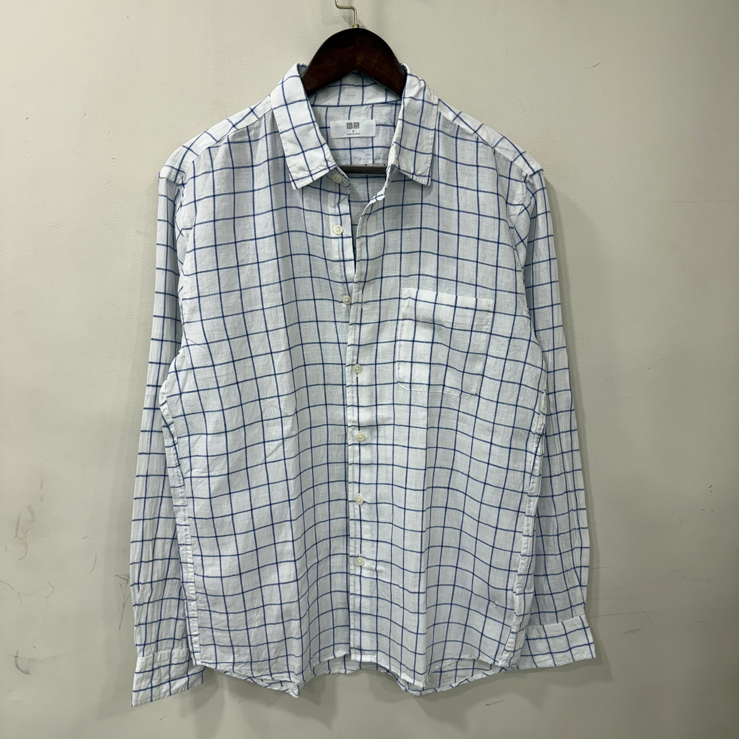 Uniqlo 100% linen checkered shirt