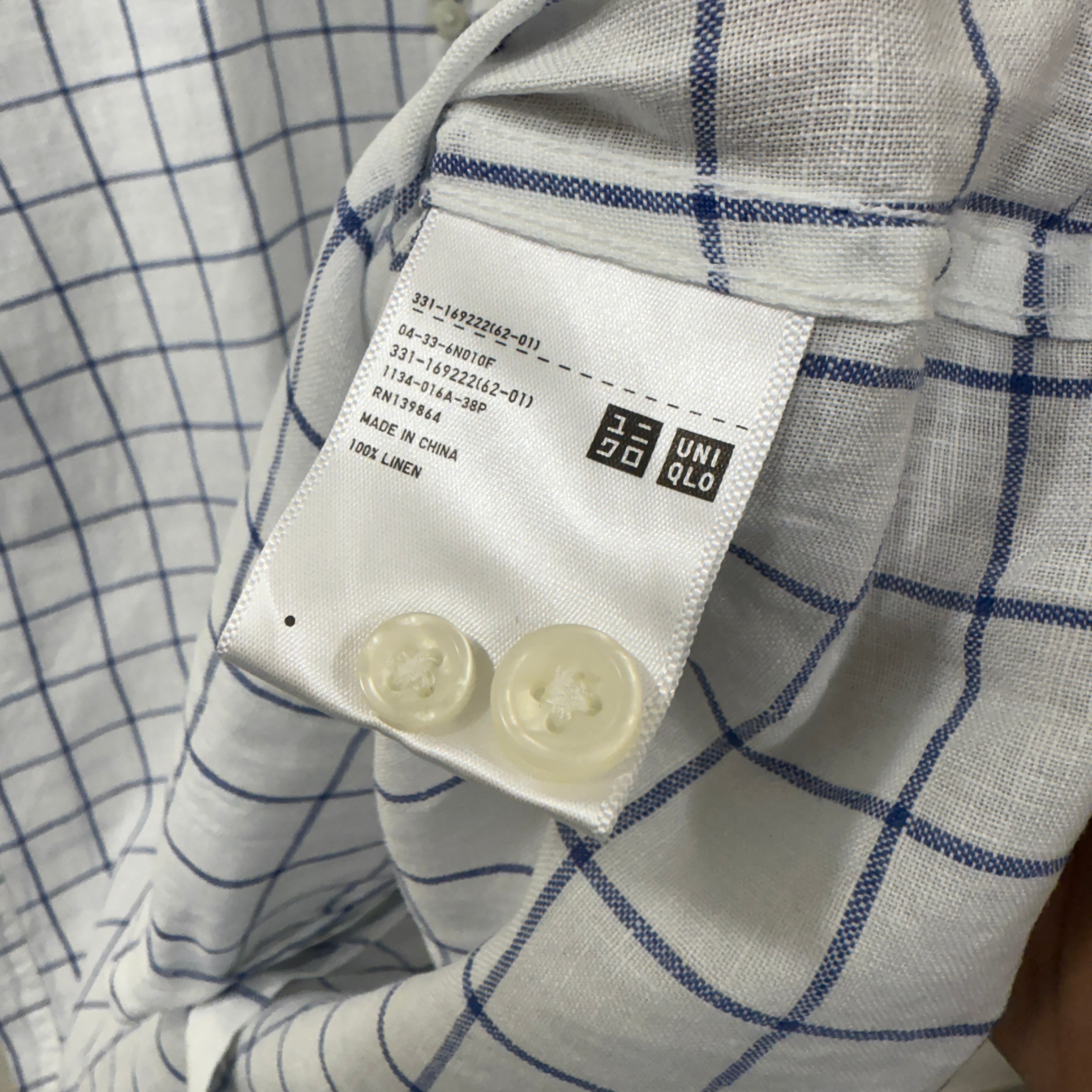 Uniqlo 100% linen checkered shirt