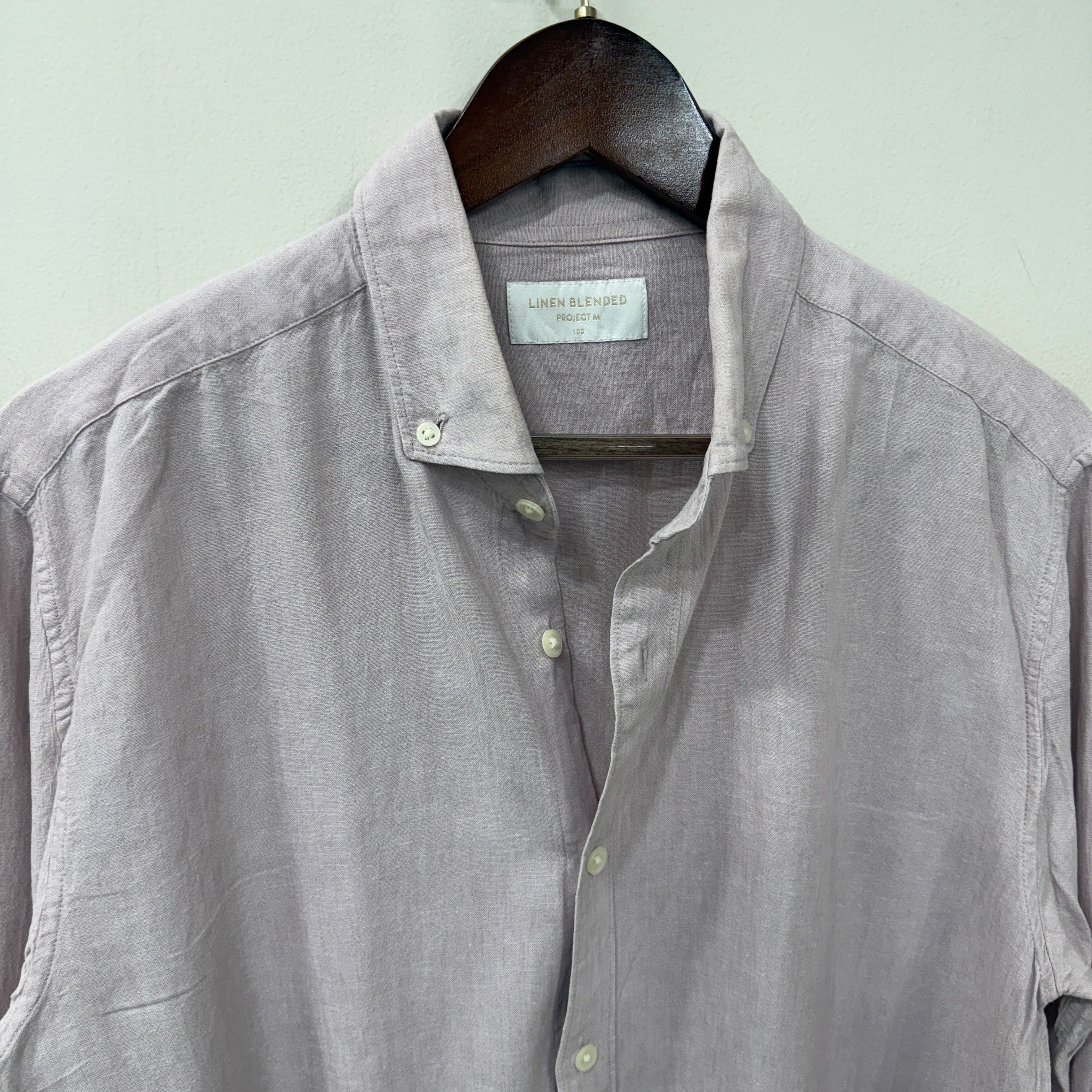 Project M dusty rose linen blend shirt