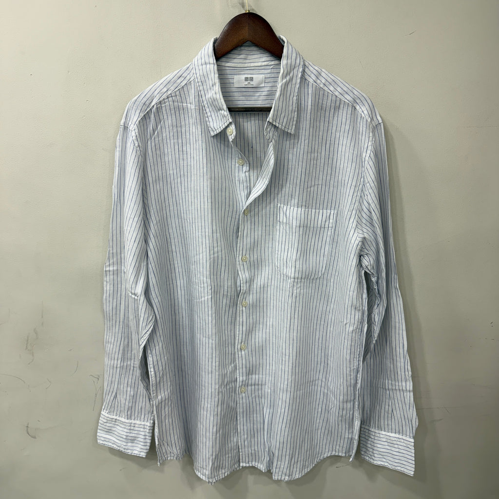 Uniqlo 100% linen stripes shirt