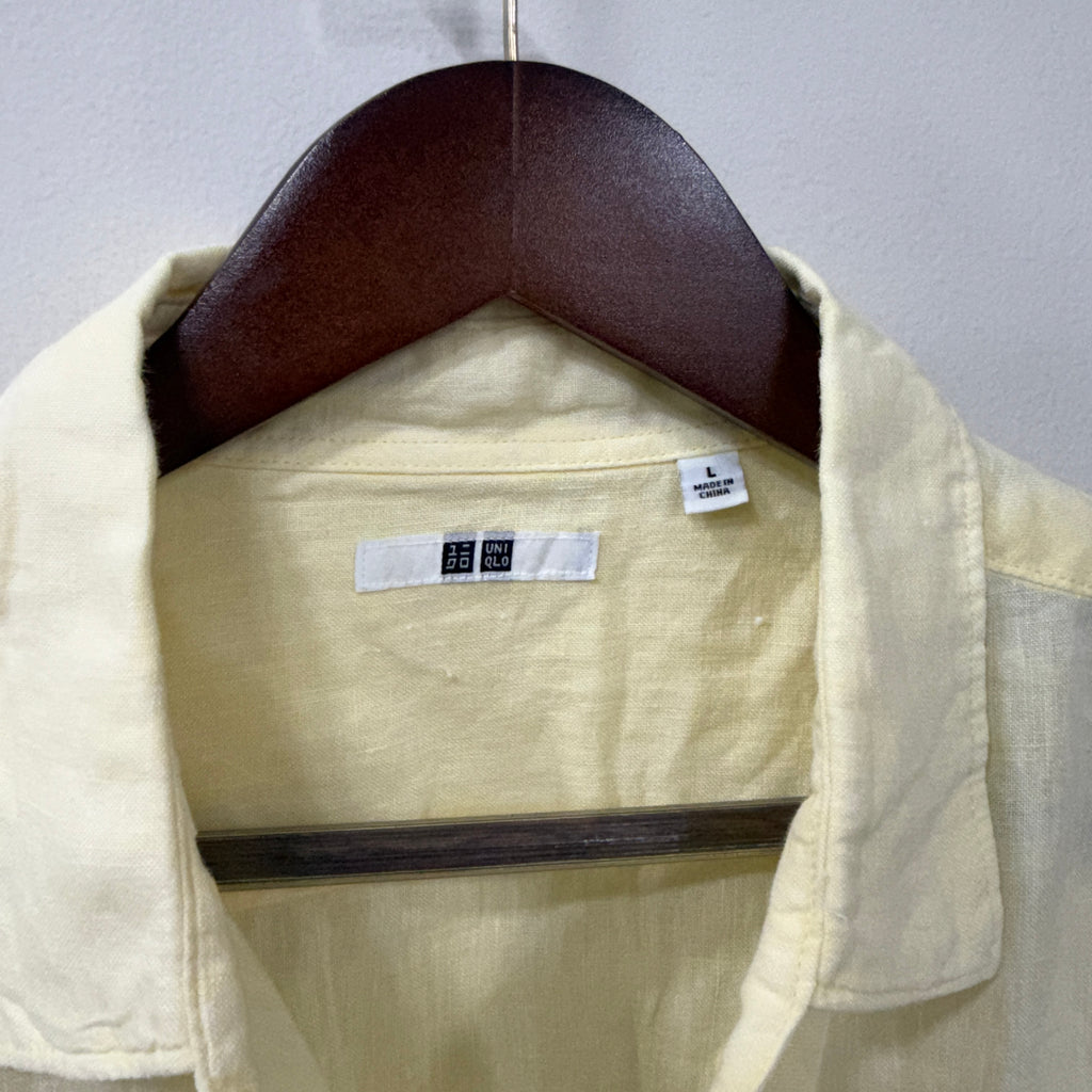 Uniqlo Powder yellow 100% linen shirt