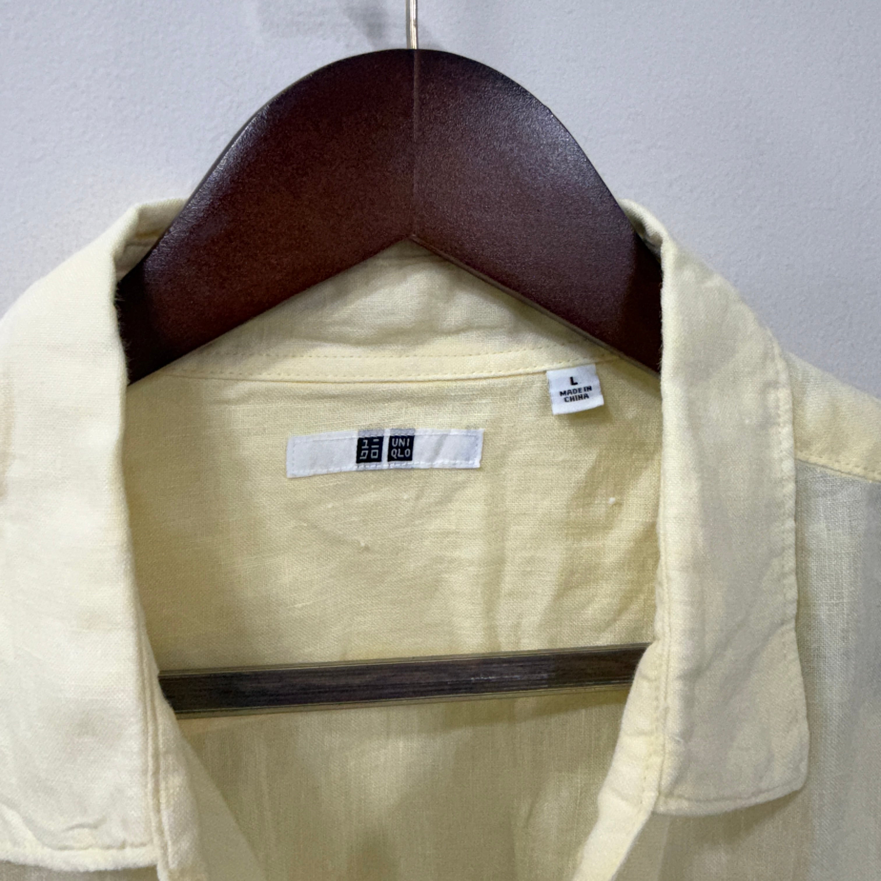 Uniqlo Powder yellow 100% linen shirt