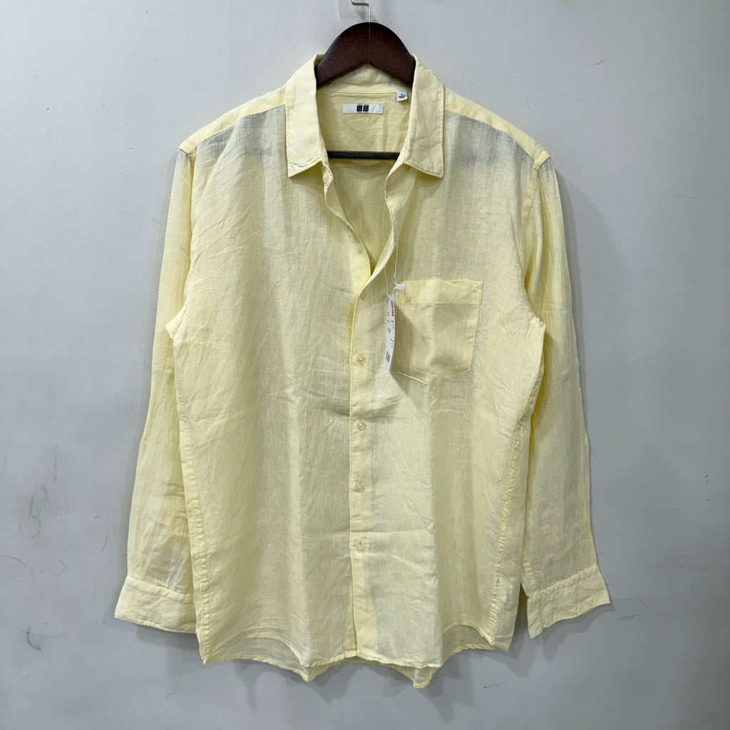 Uniqlo Powder yellow 100% linen shirt