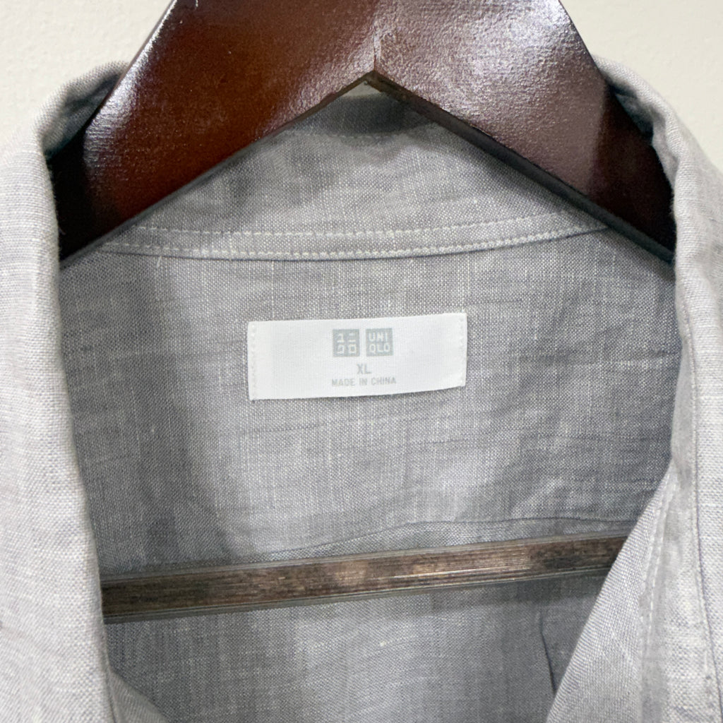 Uniqlo grey 100% linen shirt