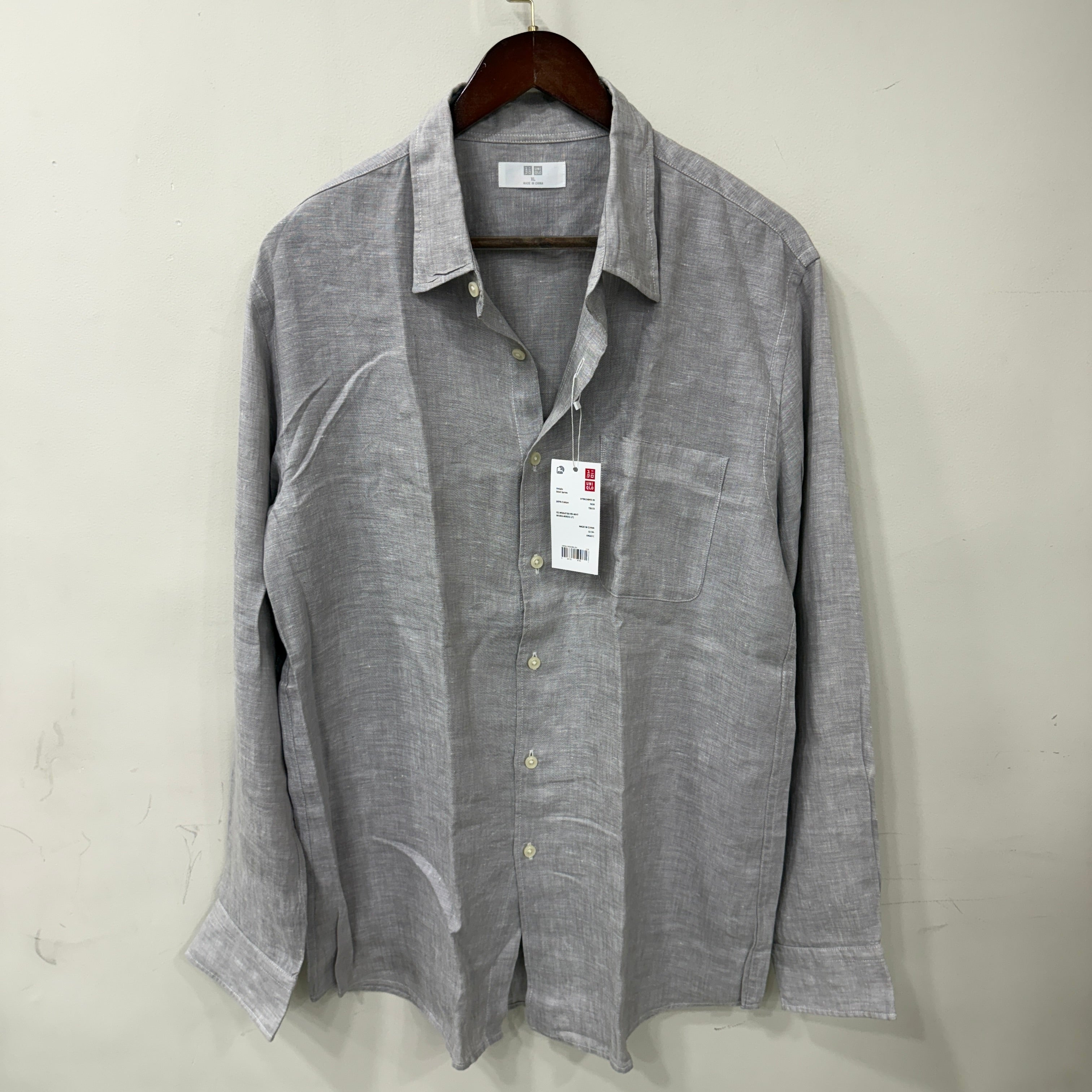 Uniqlo grey 100% linen shirt