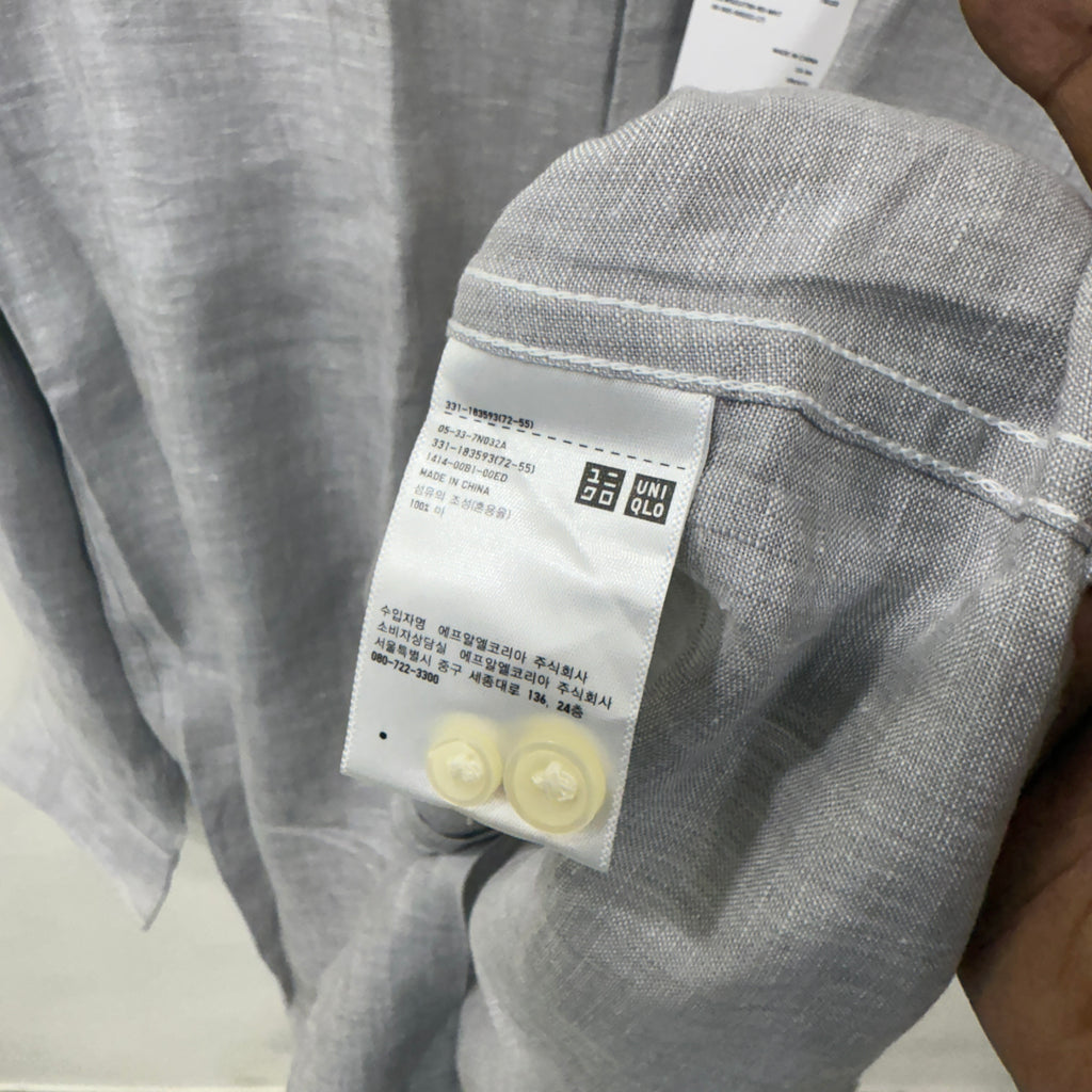 Uniqlo grey 100% linen shirt
