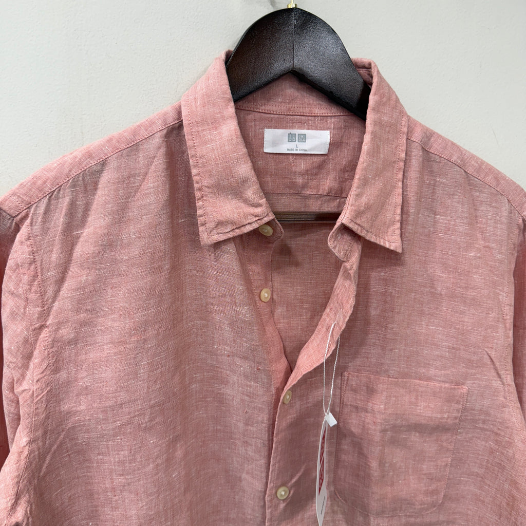 Uniqlo Coral pink 100% linen shirt