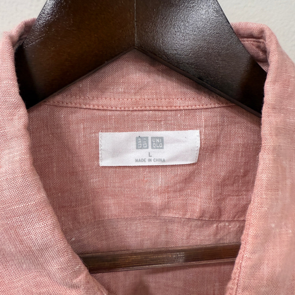 Uniqlo Coral pink 100% linen shirt