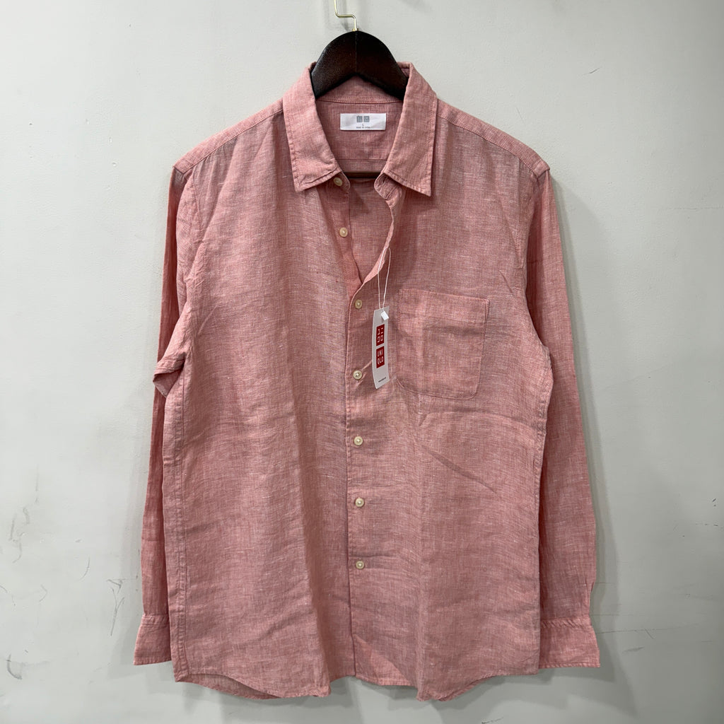 Uniqlo Coral pink 100% linen shirt