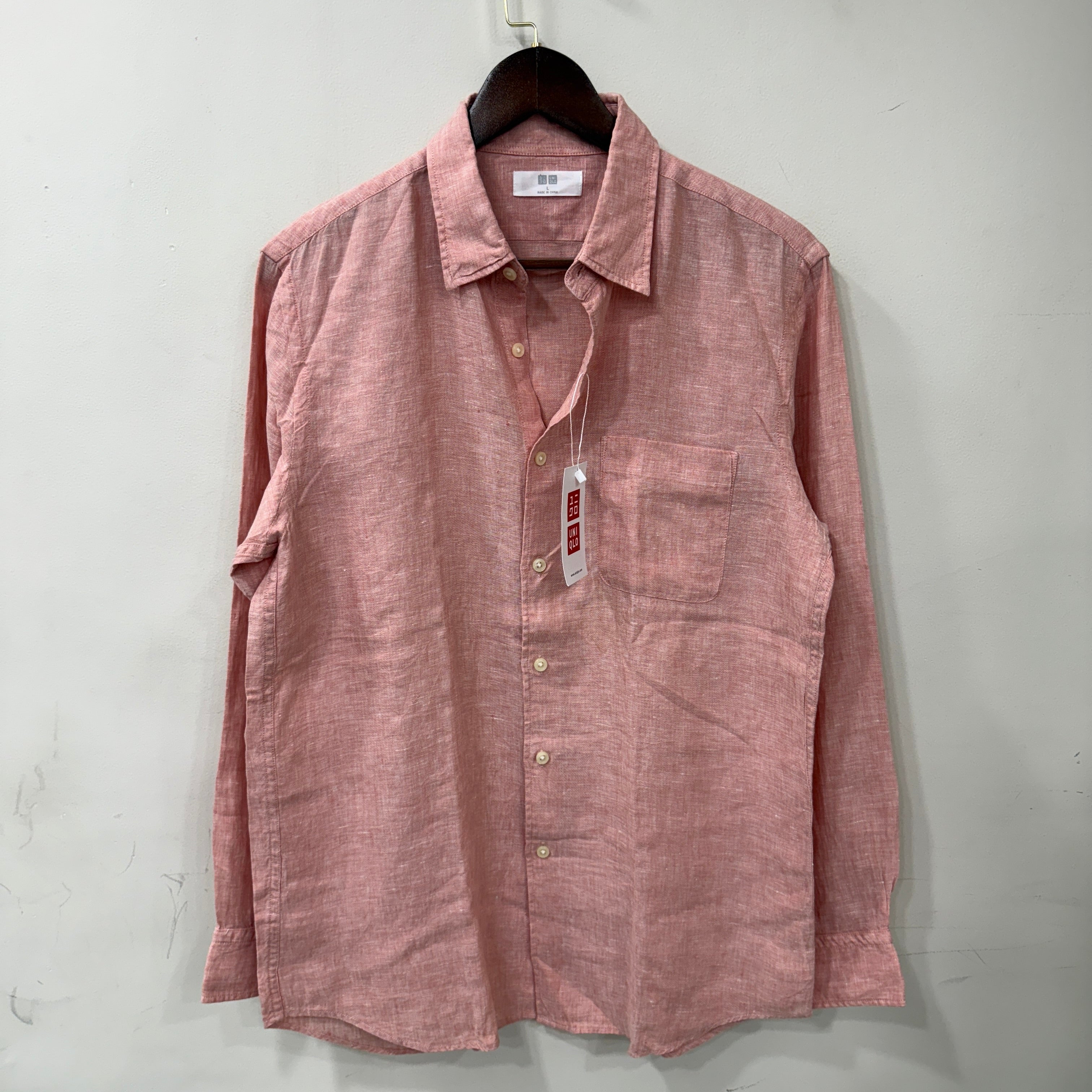 Uniqlo Coral pink 100% linen shirt