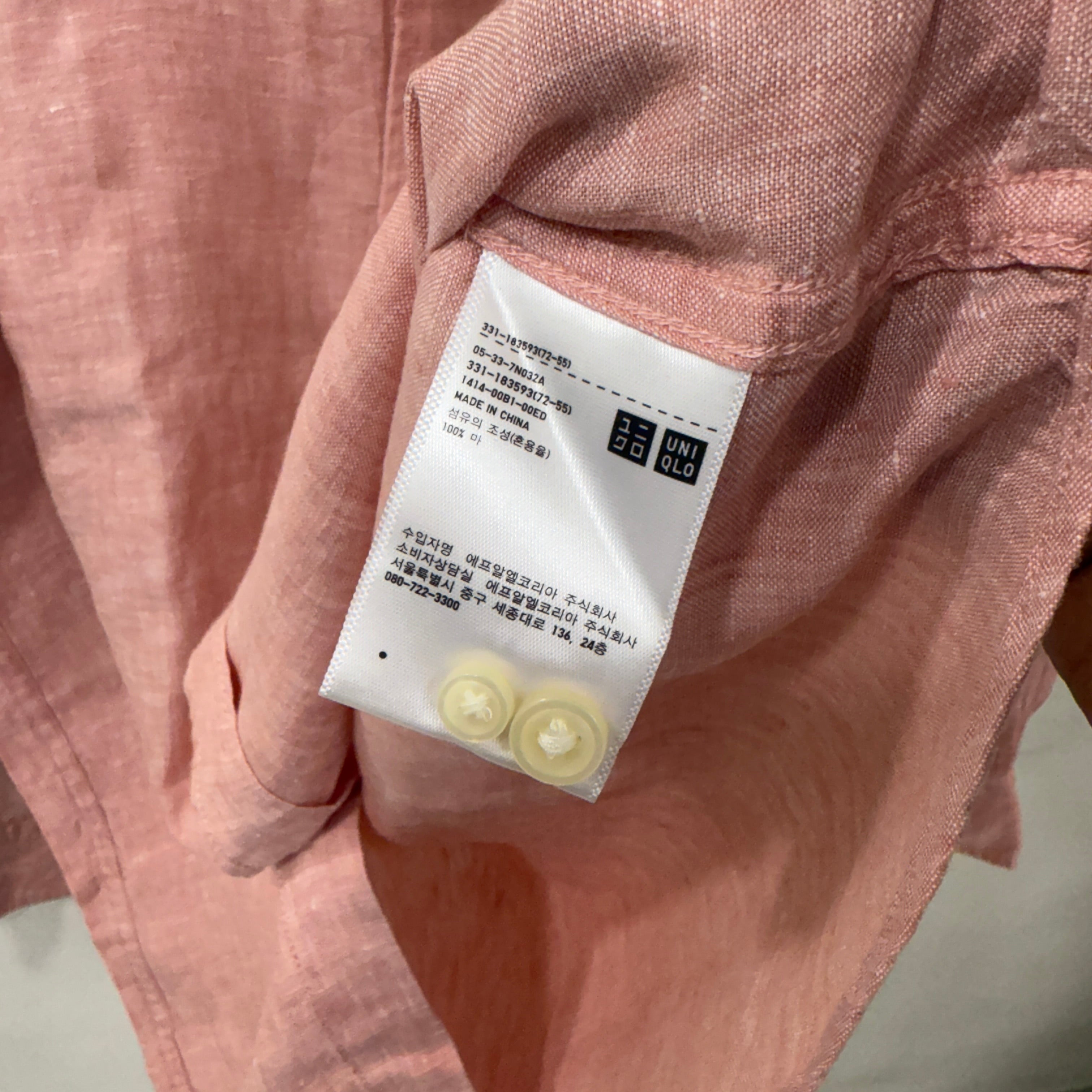 Uniqlo Coral pink 100% linen shirt