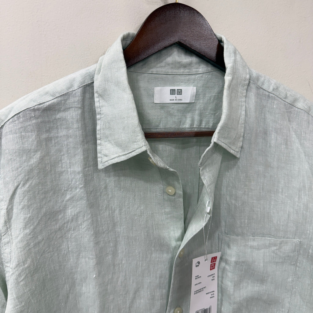 Uniqlo Mint green 100% linen shirt
