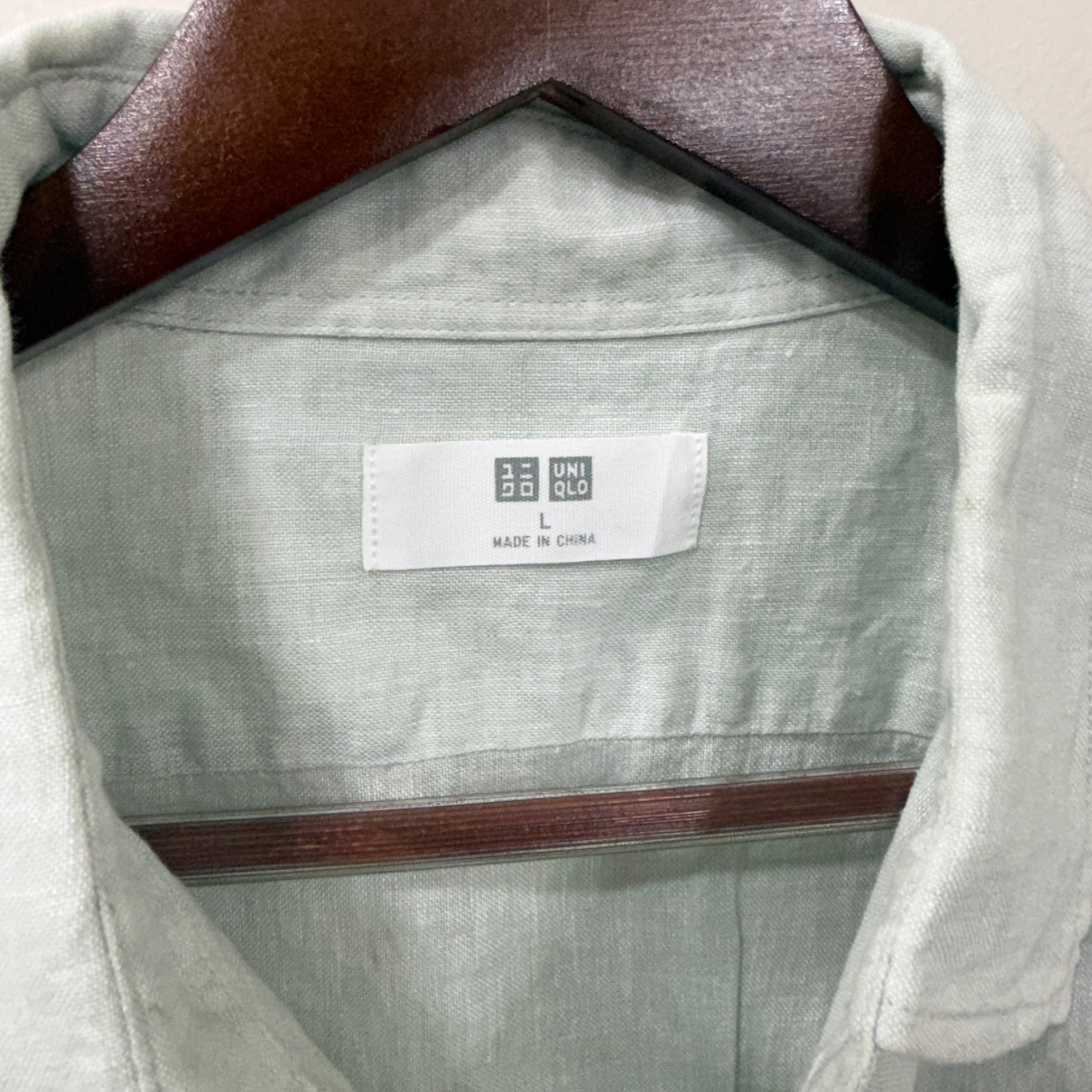 Uniqlo Mint green 100% linen shirt