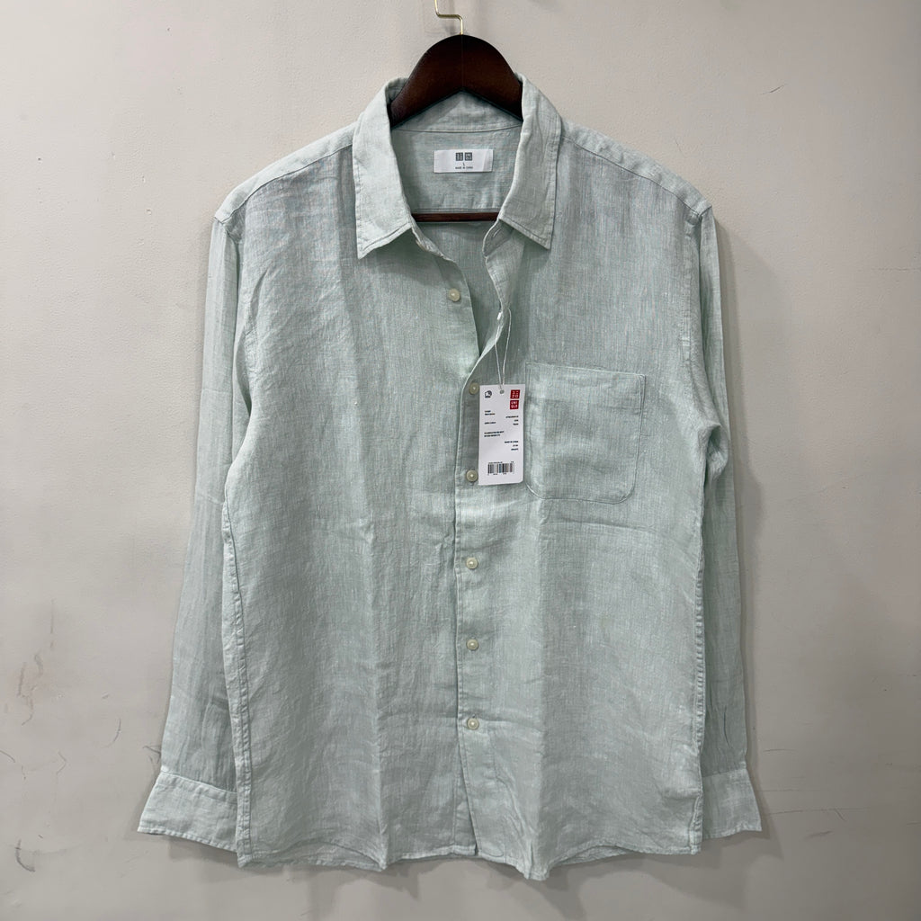 Uniqlo Mint green 100% linen shirt
