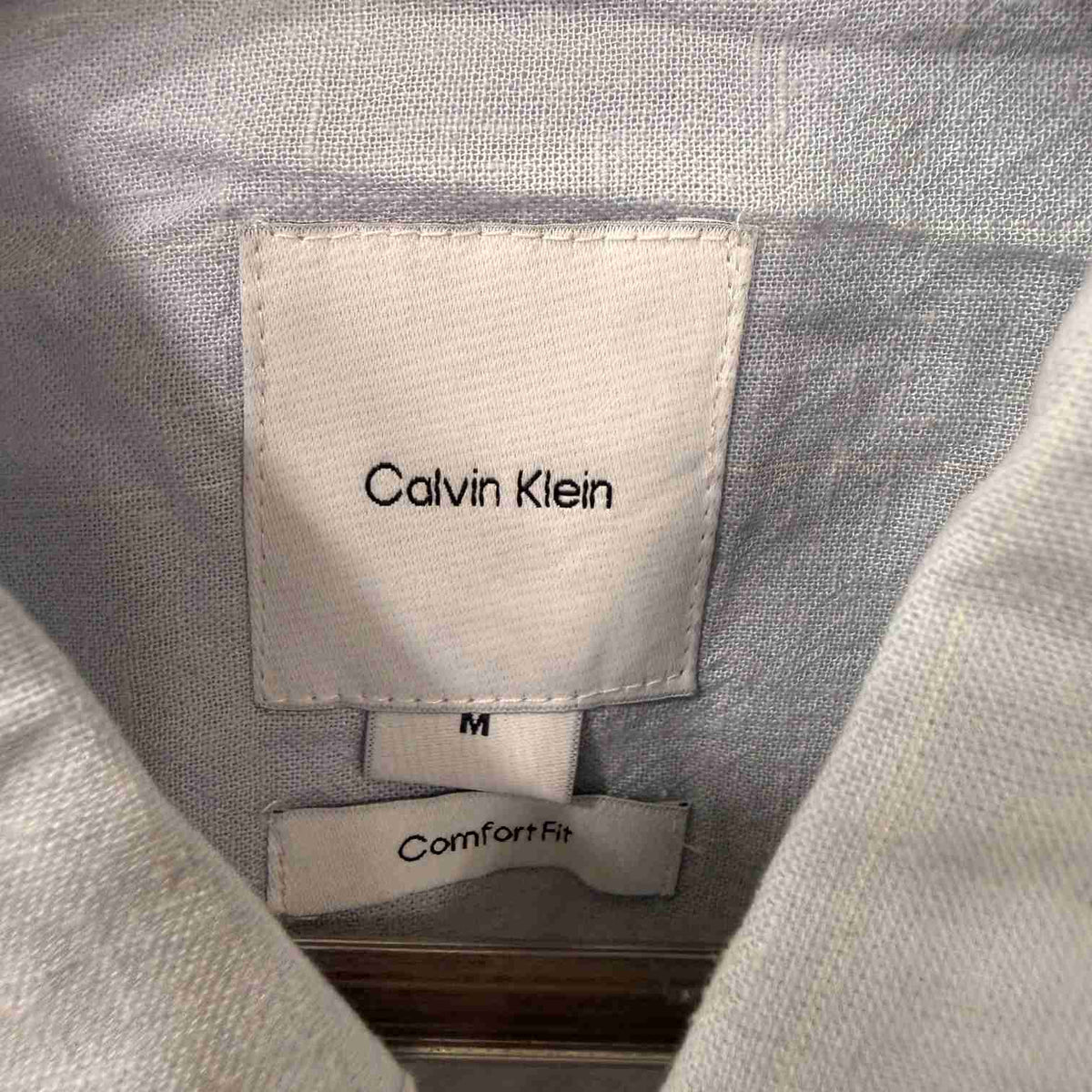 Calvin Klein light blue linen stripes shirt