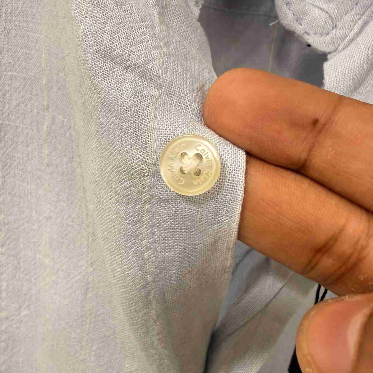 Calvin Klein light blue linen stripes shirt