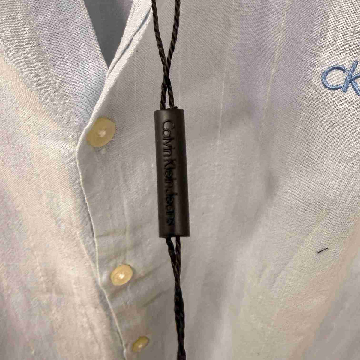 Calvin Klein light blue linen stripes shirt