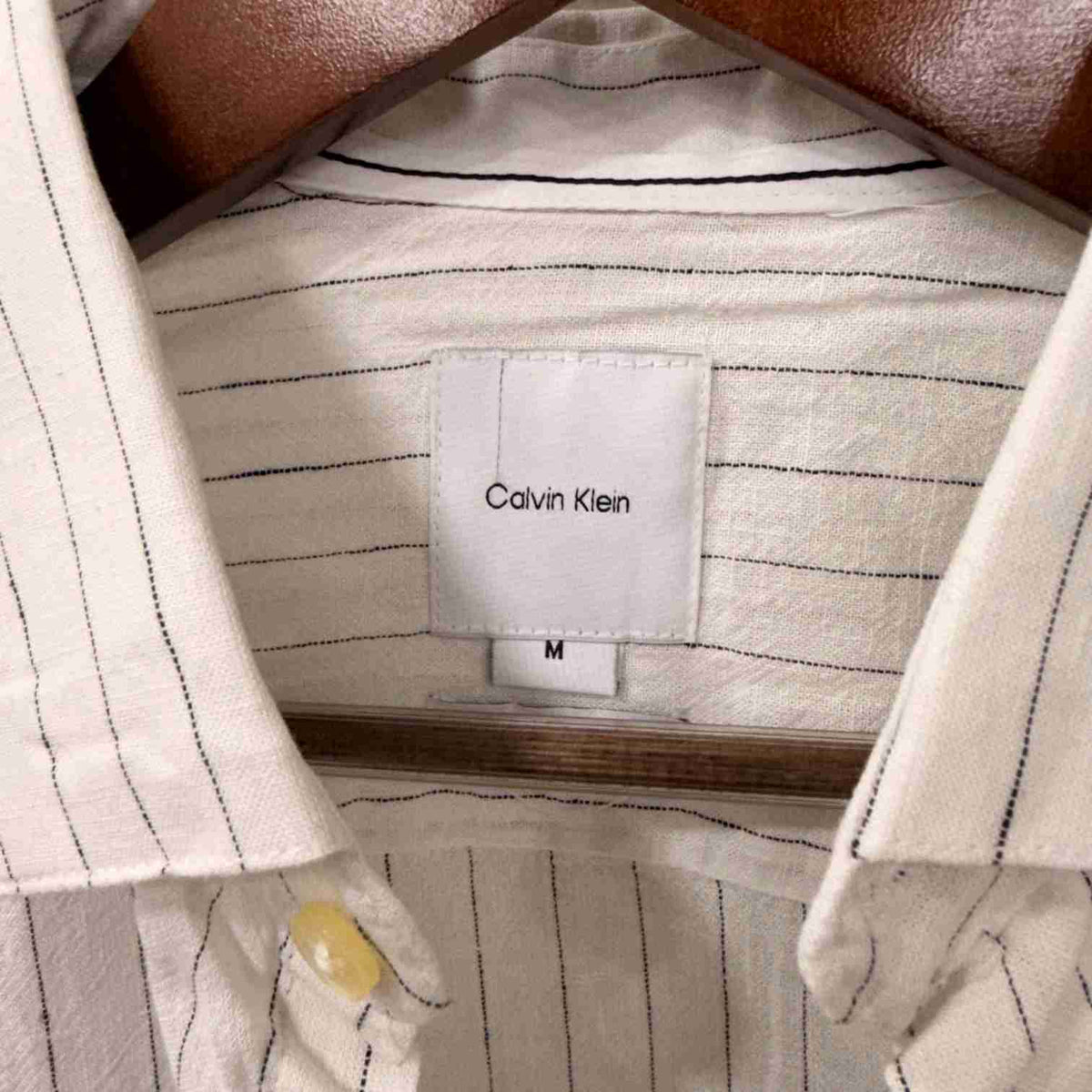 Calvin Klein cream linen stripes shirt