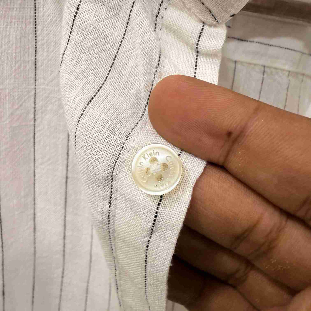 Calvin Klein cream linen stripes shirt