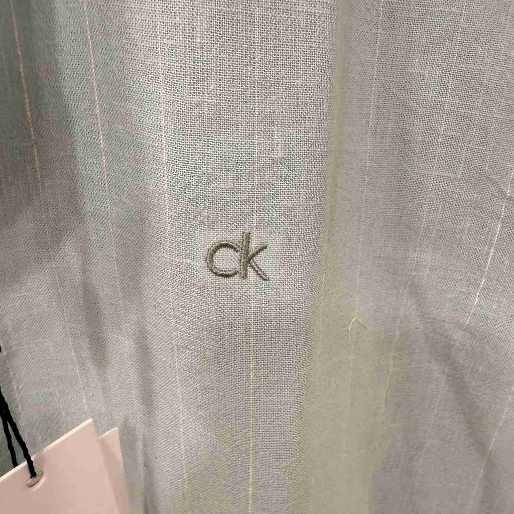 Calvin Klein sage green linen stripes shirt