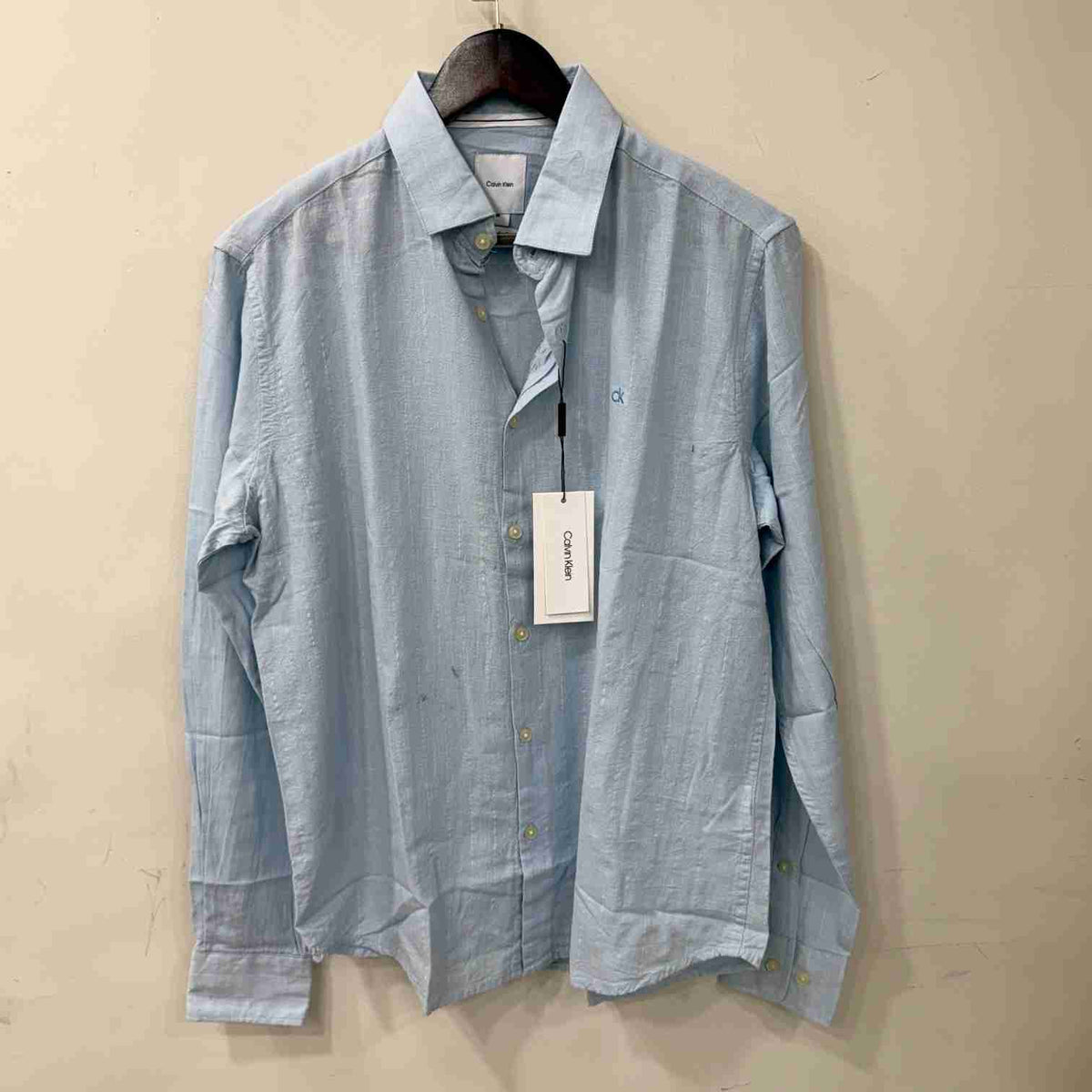 Calvin Klein light blue linen stripes shirt