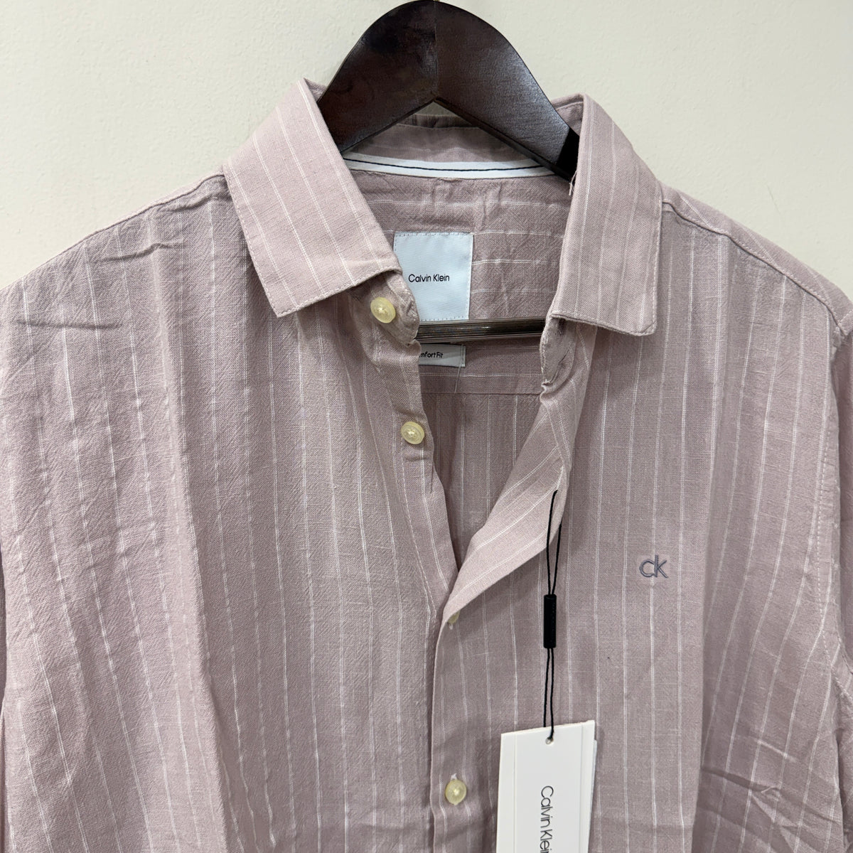 Calvin Klein purple linen stripes shirt
