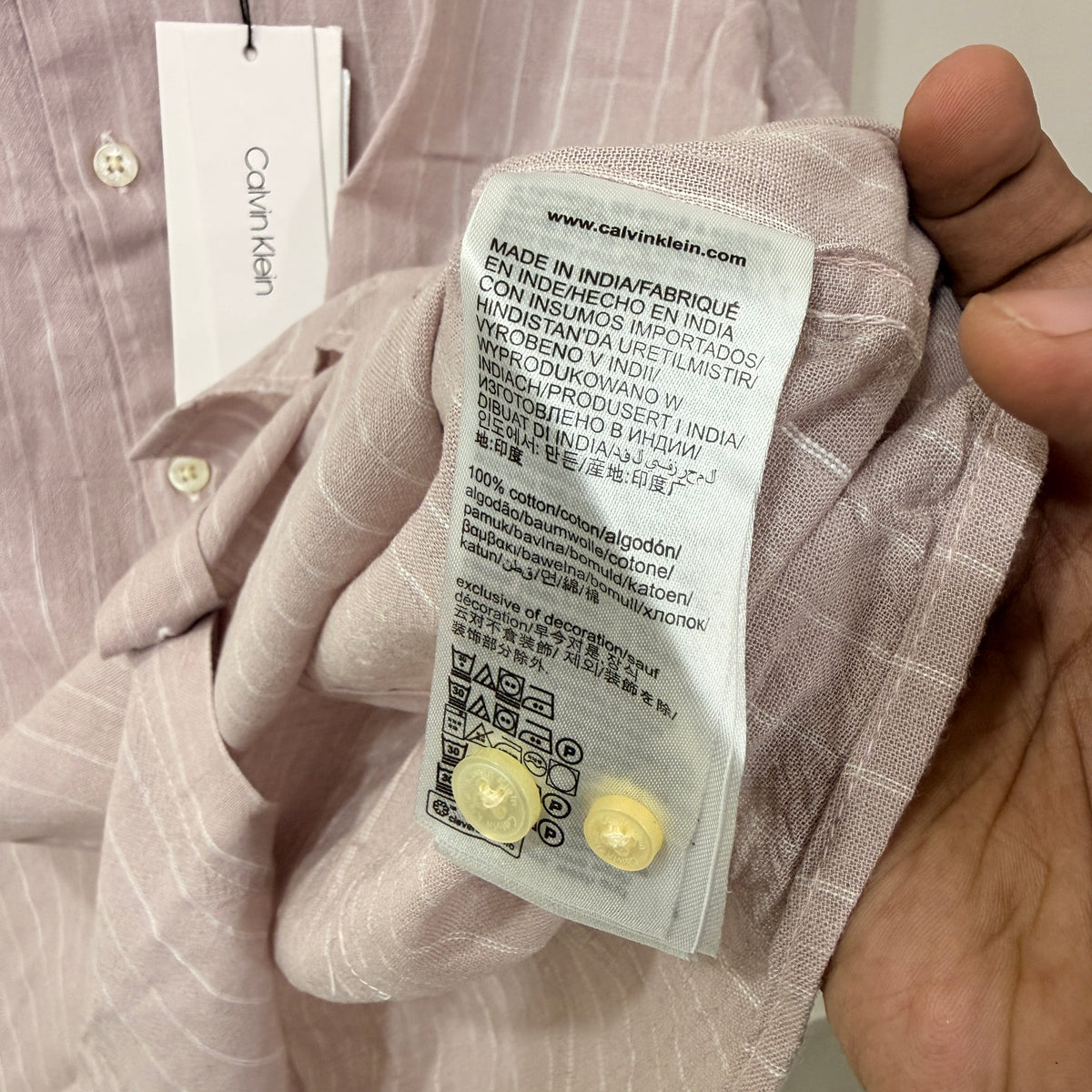 Calvin Klein purple linen stripes shirt