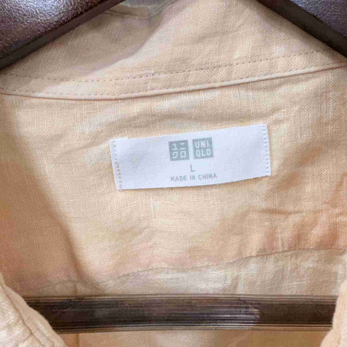 Uniqlo light orange 100% linen solid shirt