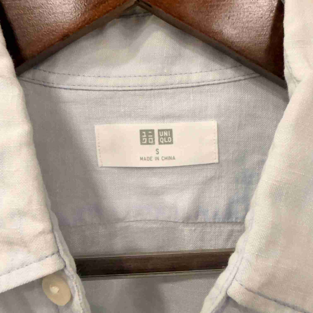 Uniqlo sky blue 100% linen solid shirt