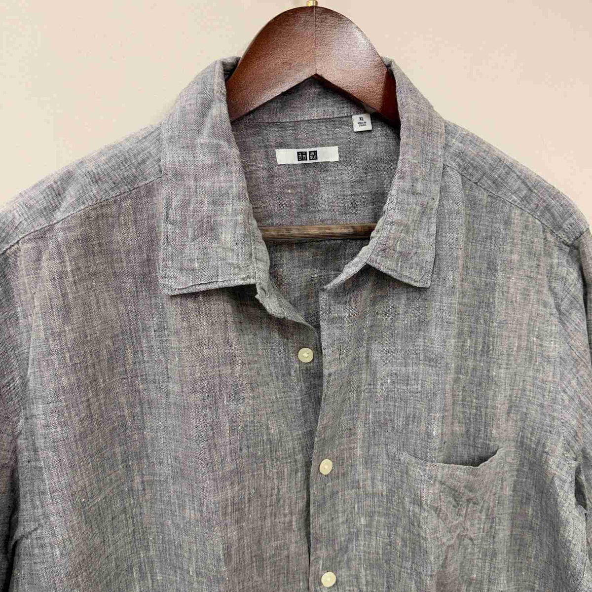 Uniqlo 100% linen grey shirt