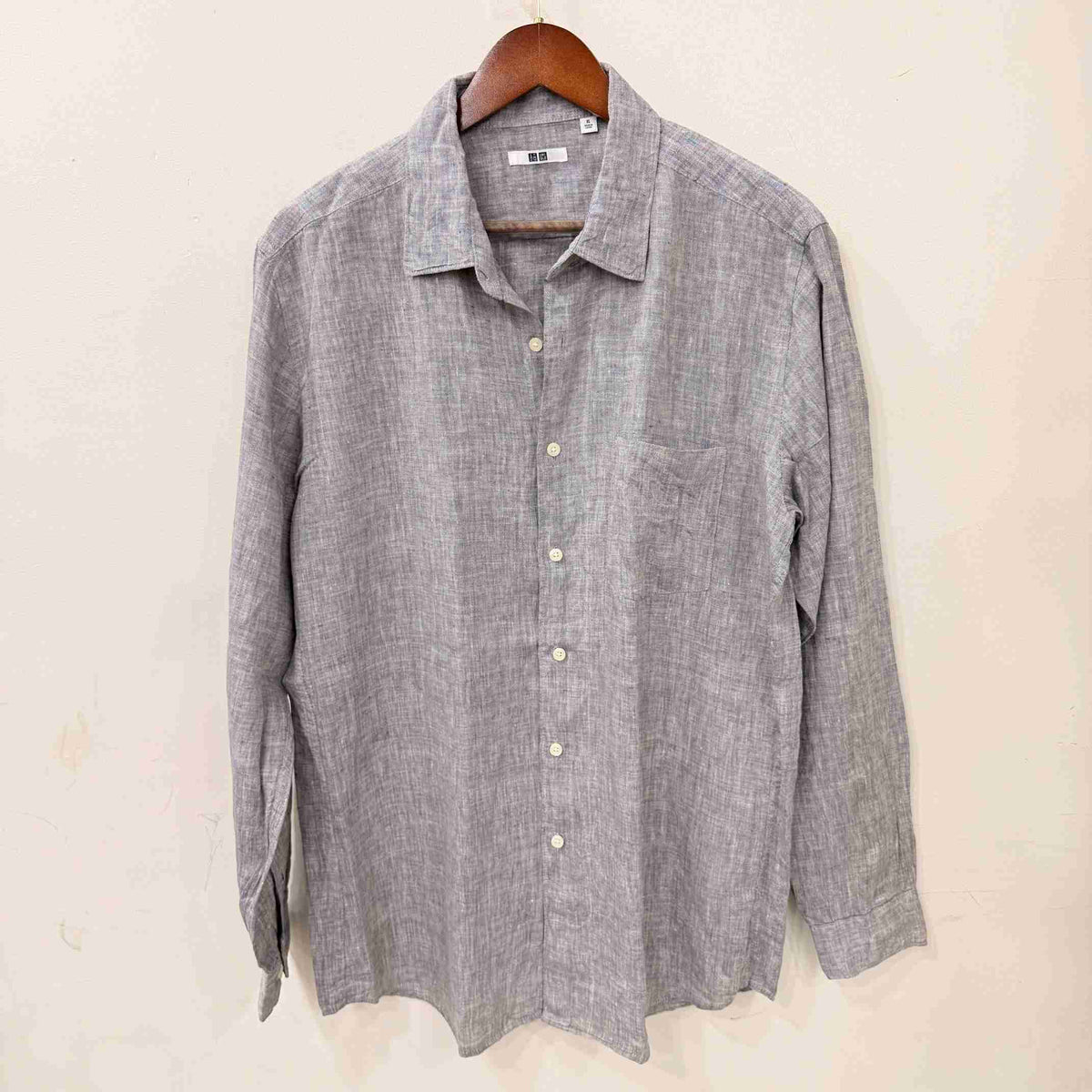 Uniqlo 100% linen grey shirt
