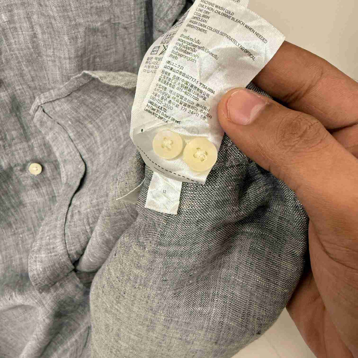Uniqlo 100% linen grey shirt