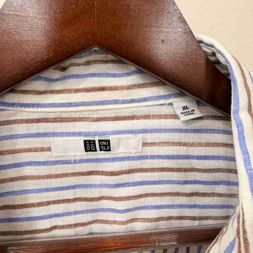 Uniqlo 100% linen stripes shirt