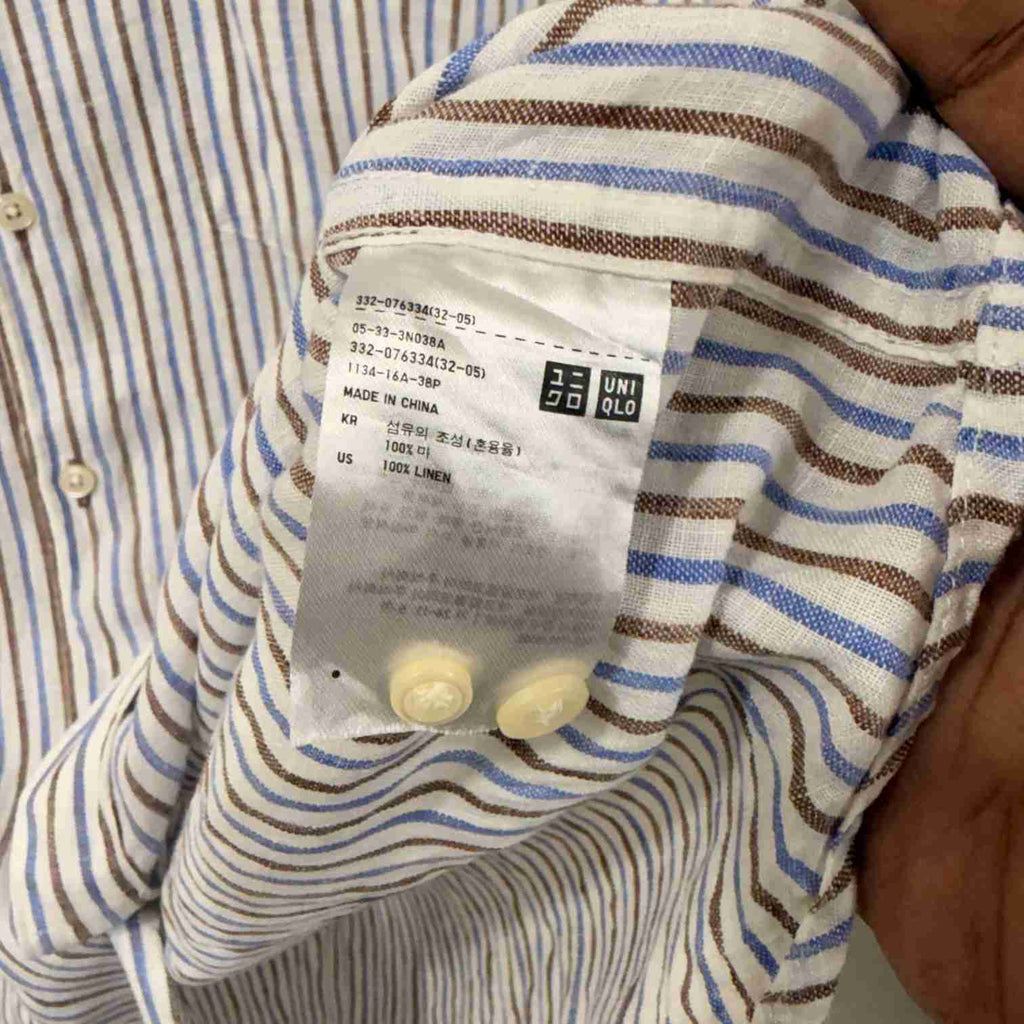 Uniqlo 100% linen stripes shirt