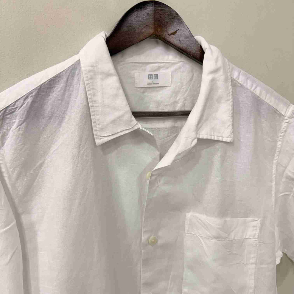 Uniqlo 100% linen white shirt