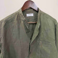 Uniqlo 100% chinese collar linen olive green shirt