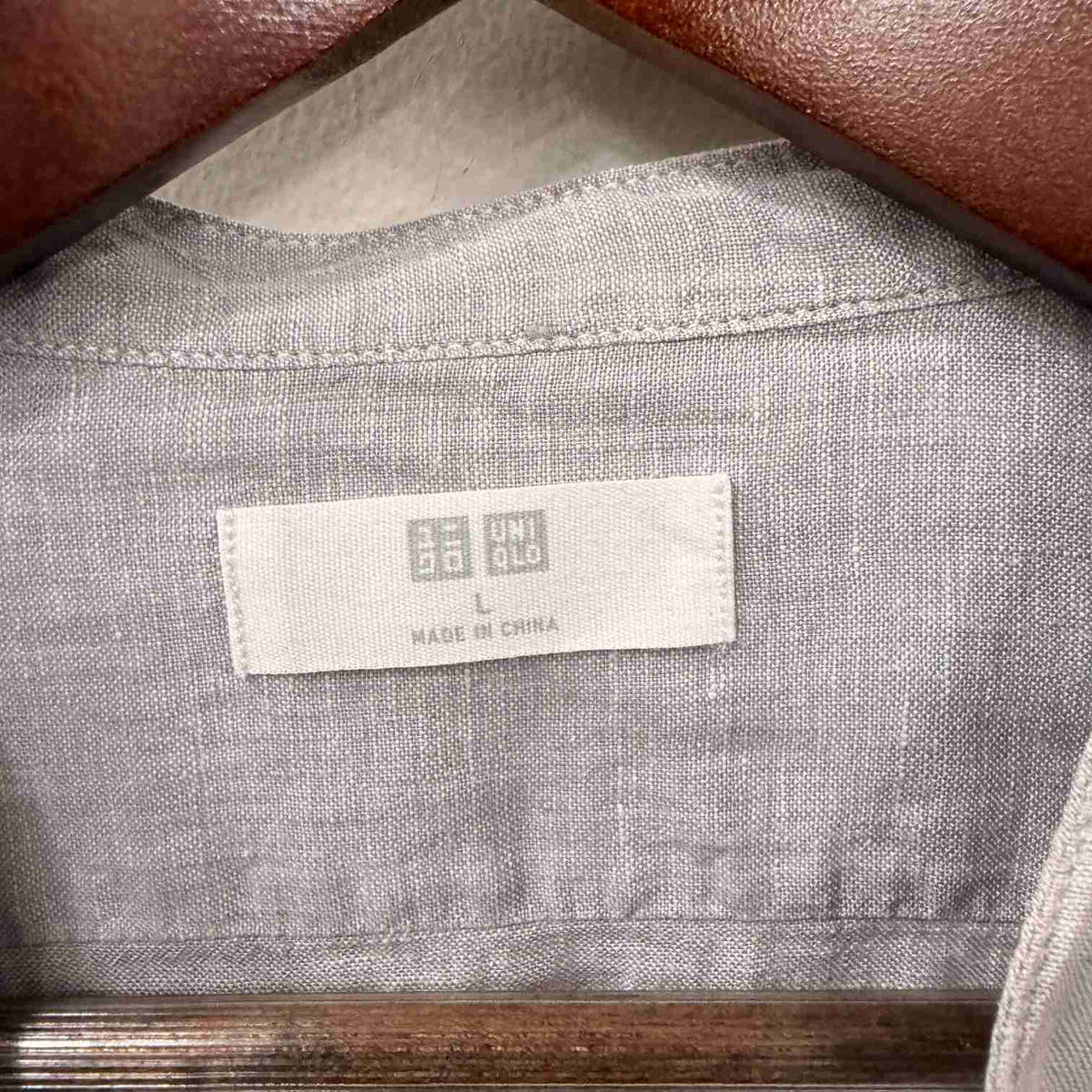 Uniqlo 100% chinese collar linen grey shirt